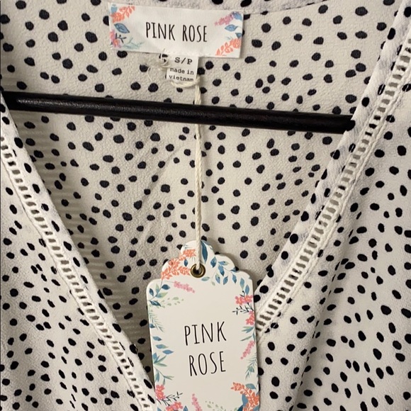 Black & White Polka Dot Crossover SS Blouse, S - Picture 6 of 6